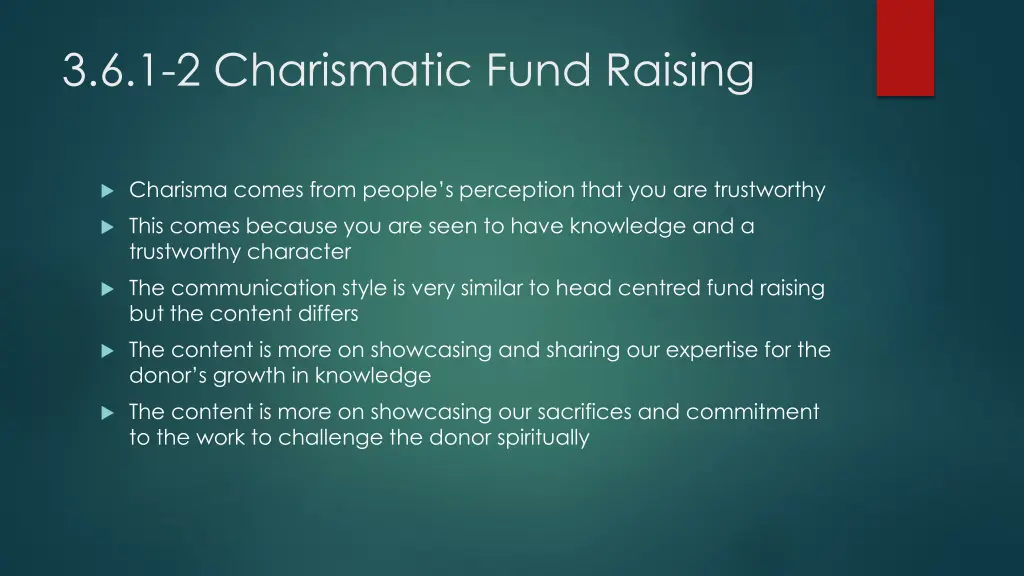 3 6 1 2 charismatic fund raising