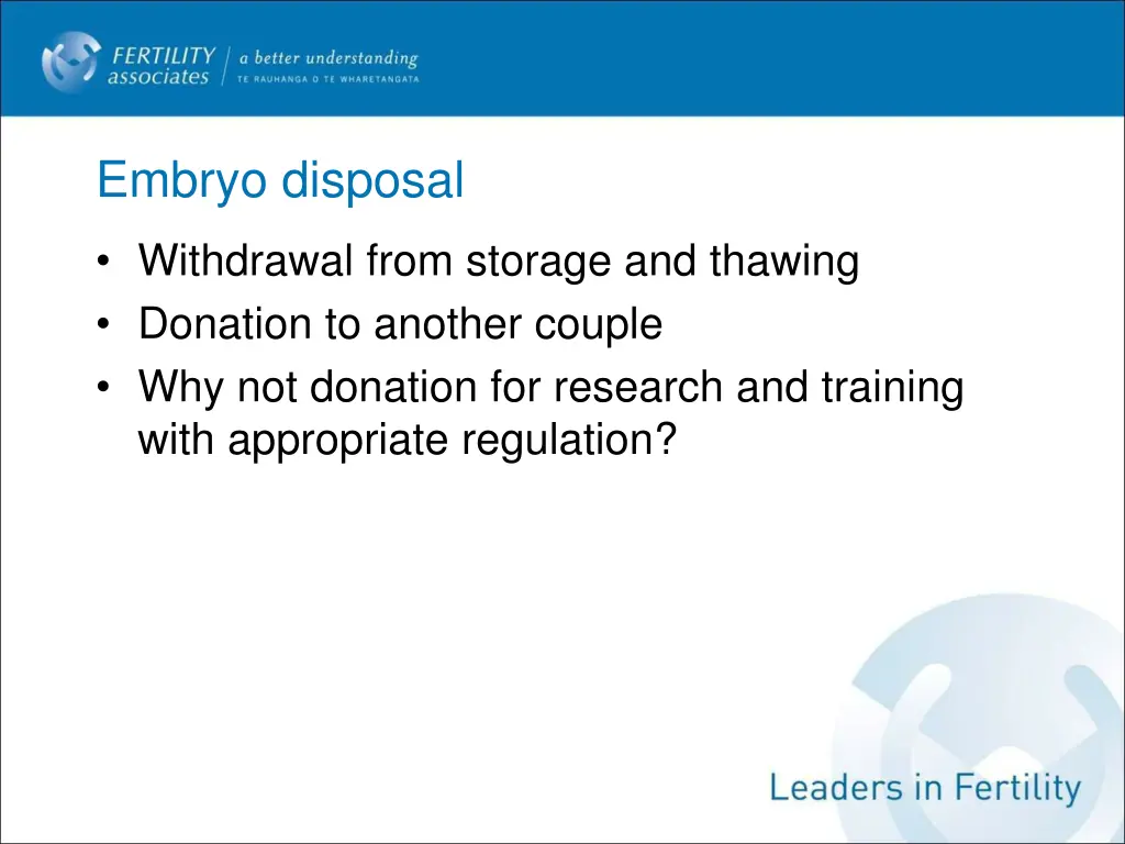 embryo disposal