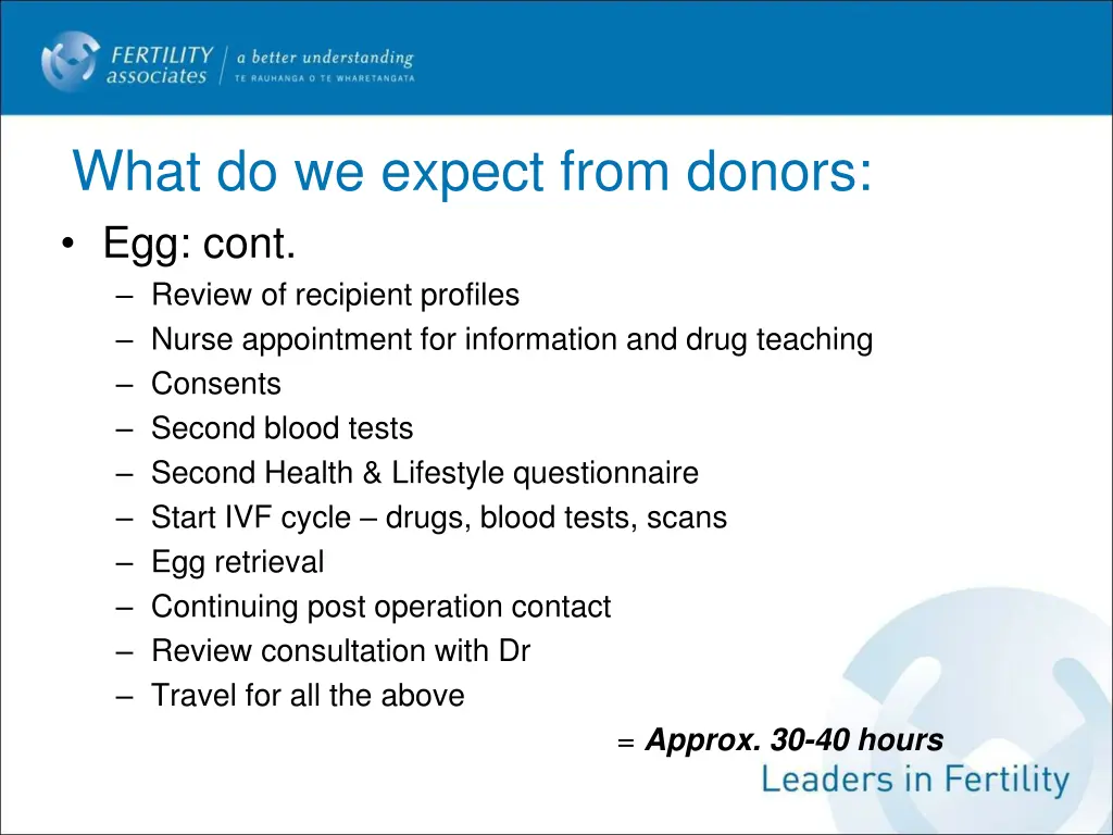 what do we expect from donors egg cont review