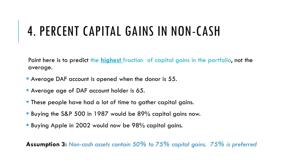 4 percent capital gains in non cash