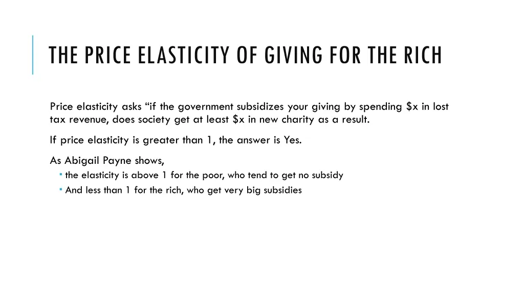 the price elasticity of giving for the rich