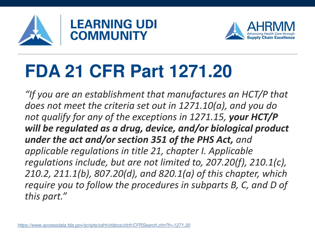 fda 21 cfr part 1271 20