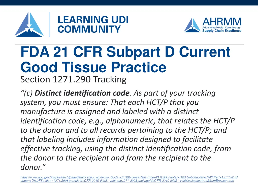 fda 21 cfr subpart d current good tissue practice