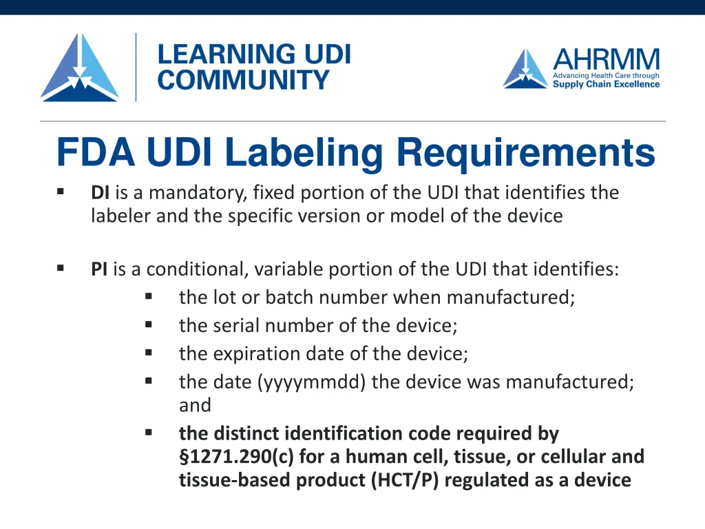 fda udi labeling requirements di is a mandatory