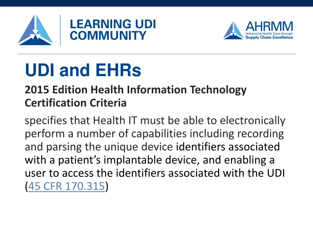 udi and ehrs 2015 edition health information