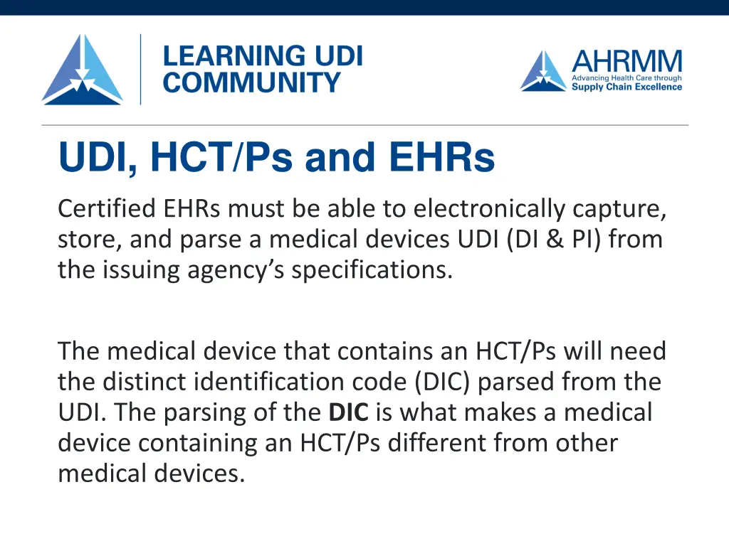 udi hct ps and ehrs