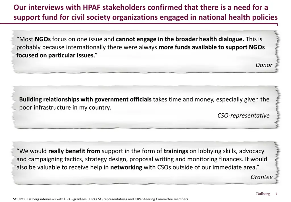 our interviews with hpaf stakeholders confirmed