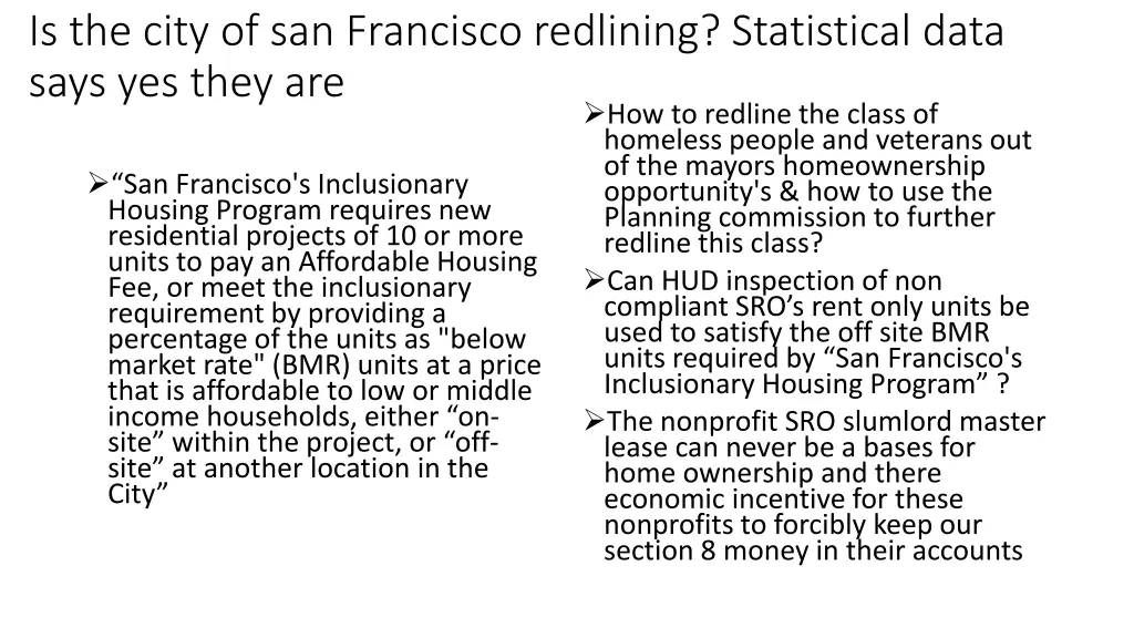 is the city of san francisco redlining