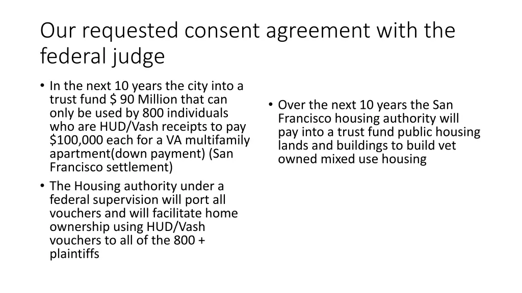 our requested consent agreement with the federal