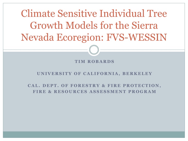 climate sensitive individual tree growth models