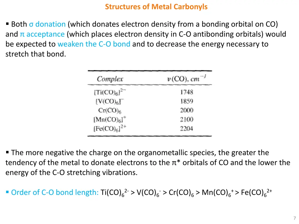 structures of metal carbonyls 2