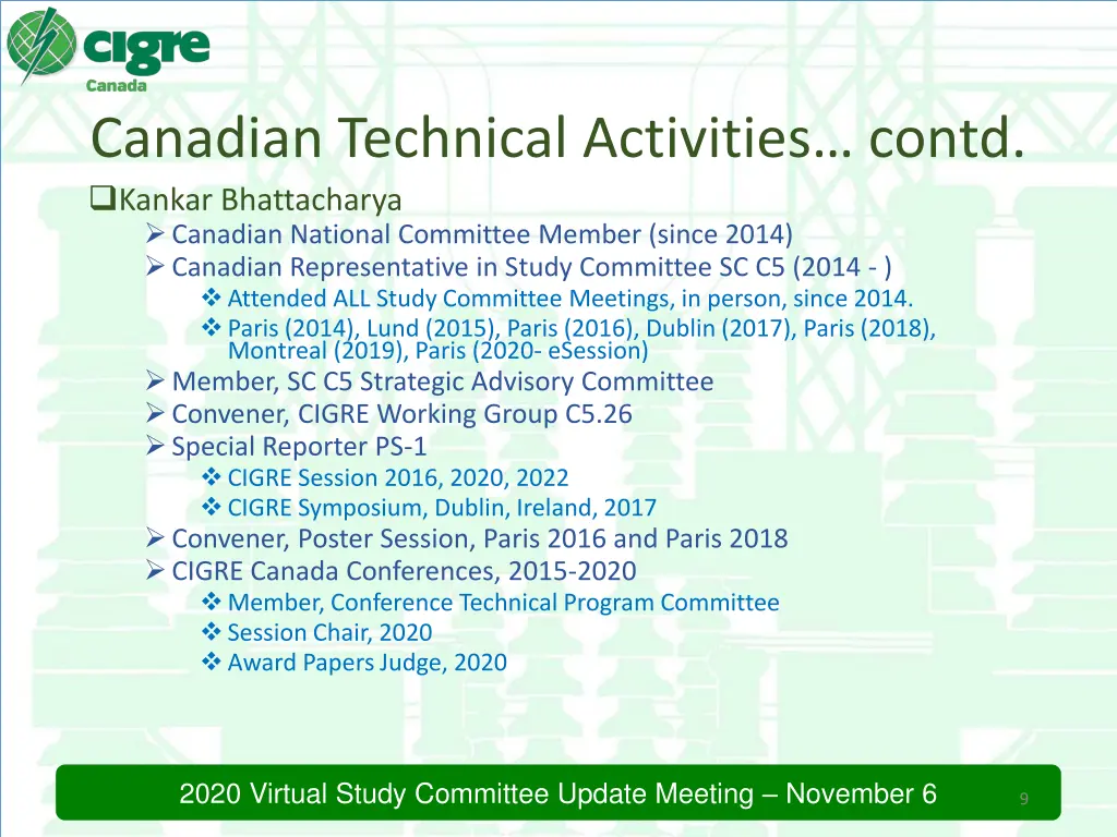 canadian technical activities contd kankar