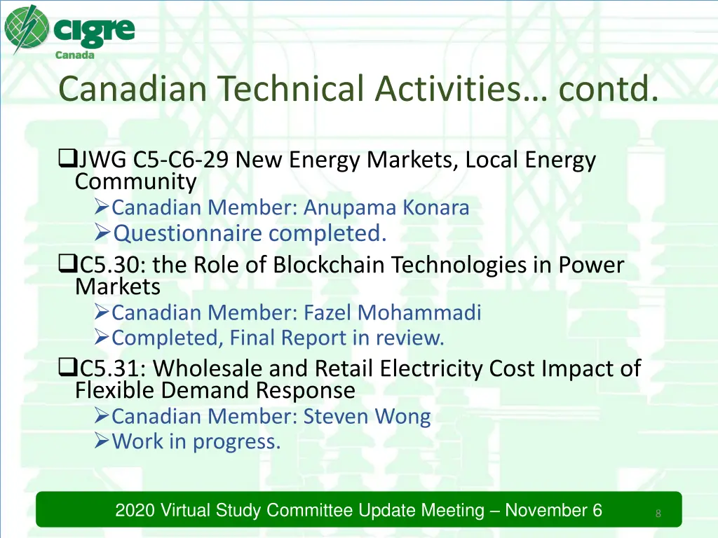 canadian technical activities contd