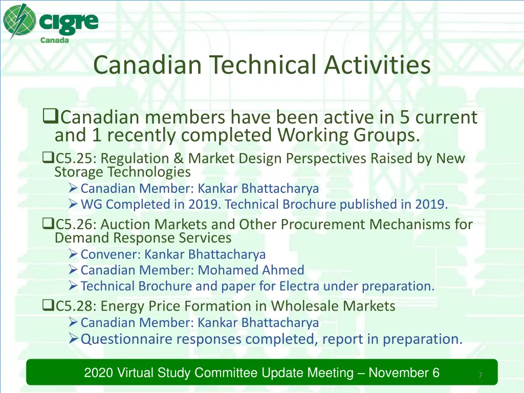 canadian technical activities