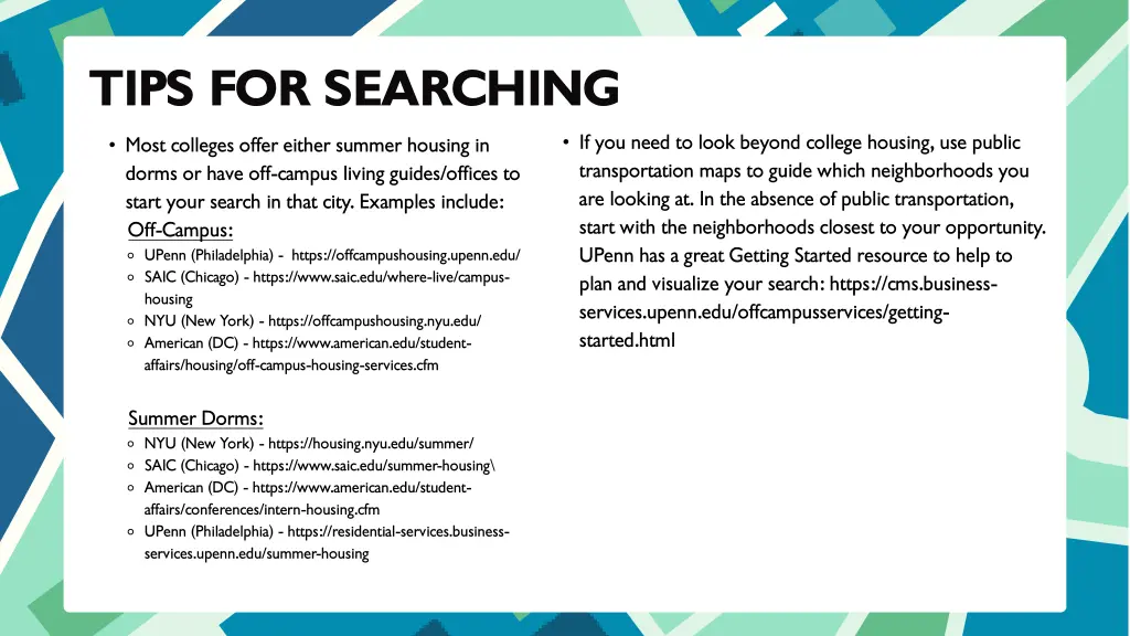 tips for searching