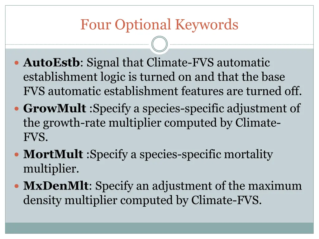 four optional keywords