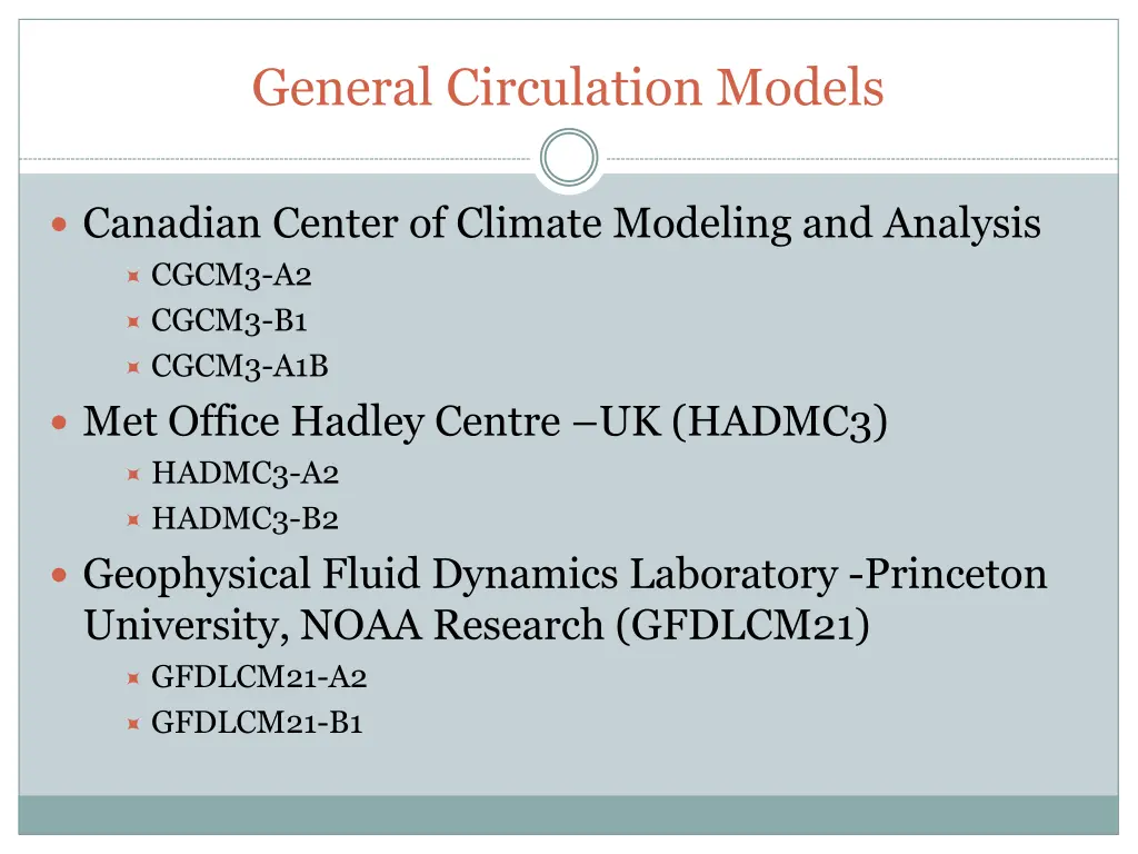 general circulation models