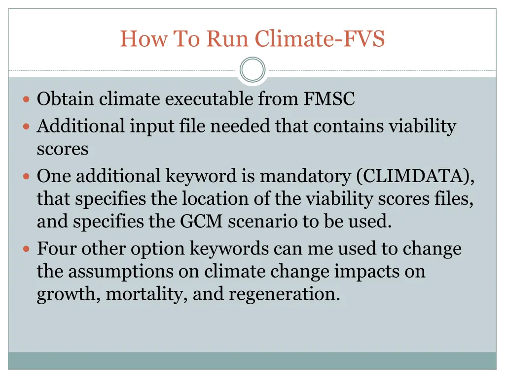 how to run climate fvs