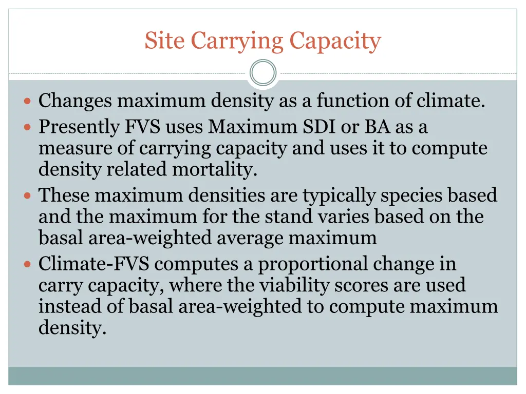 site carrying capacity