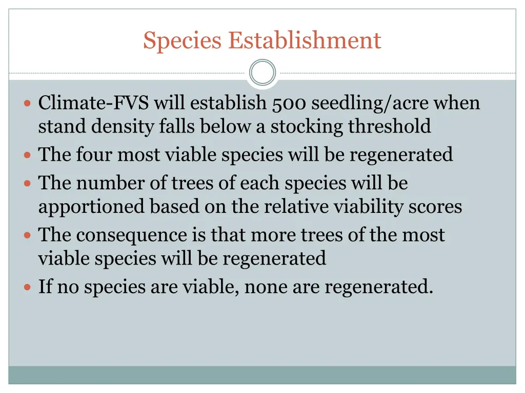 species establishment