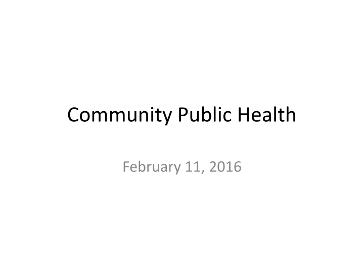 community public health