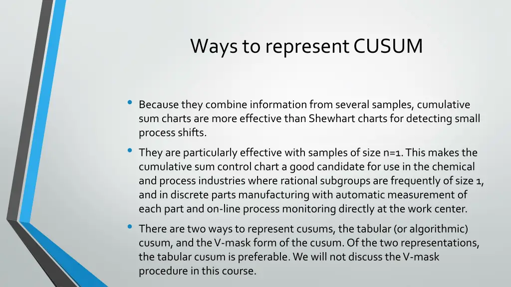 ways to represent cusum