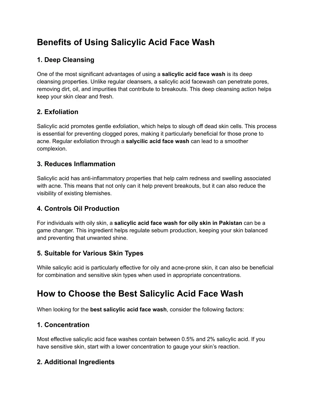 benefits of using salicylic acid face wash