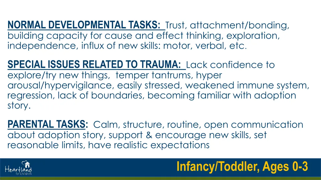 normal developmental tasks trust attachment