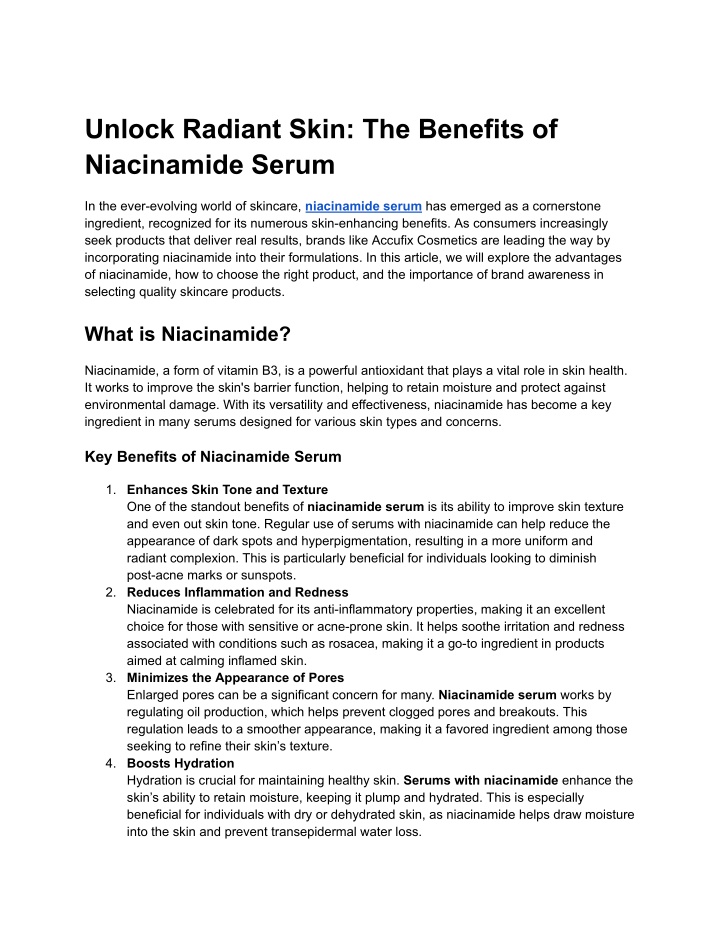 unlock radiant skin the benefits of niacinamide