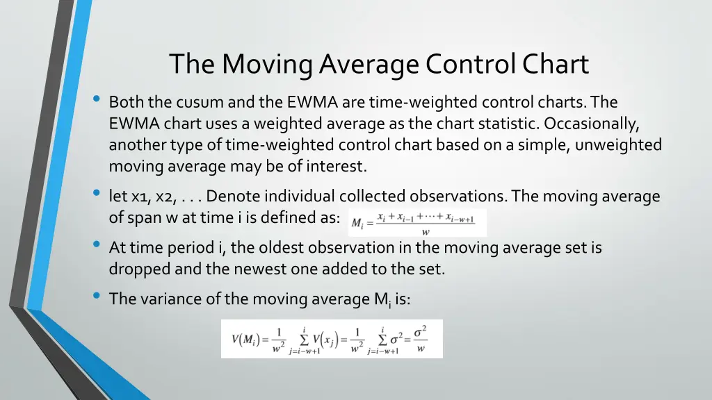 the moving average control chart both