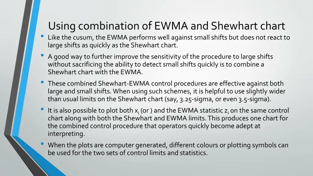 using combination of ewma and shewhartchart like