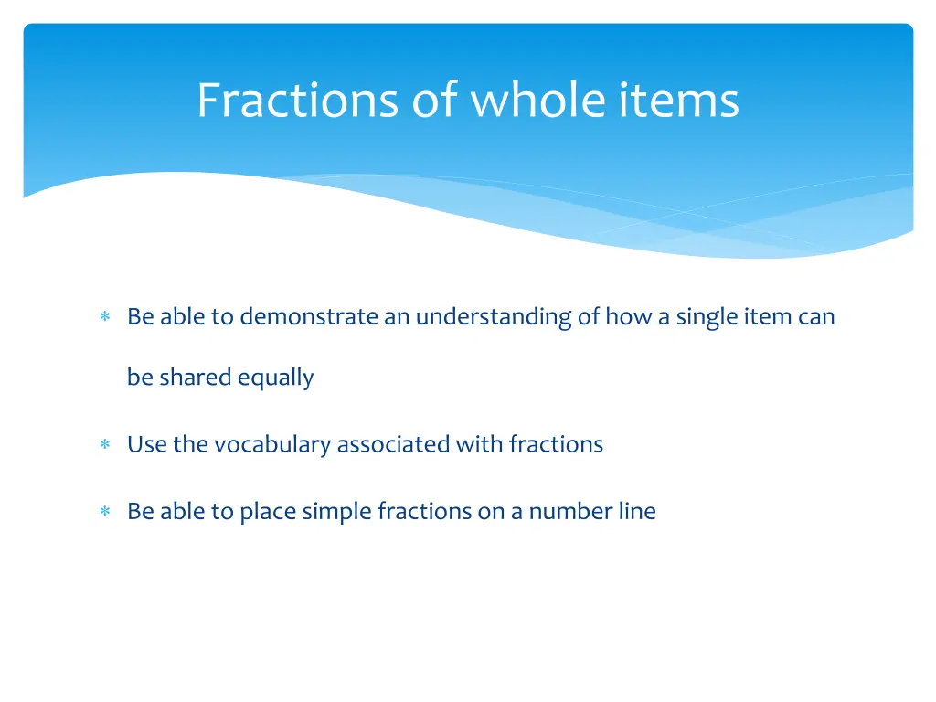 fractions of whole items