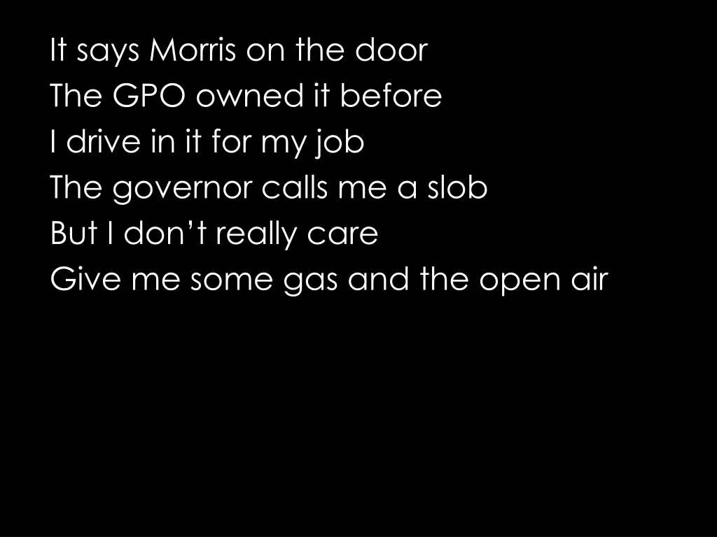 it says morris on the door the gpo owned