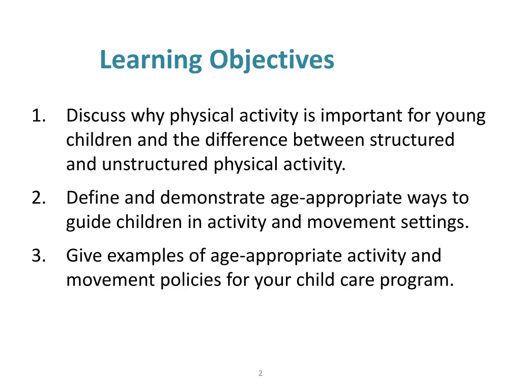 learning objectives