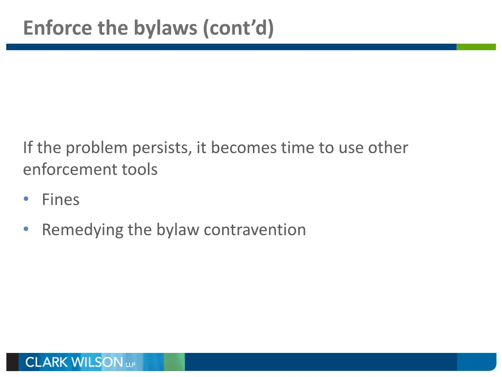 enforce the bylaws cont d 2