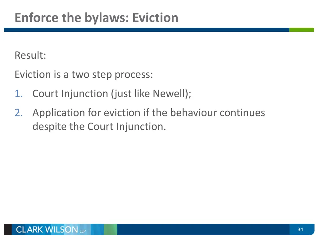 enforce the bylaws eviction 2