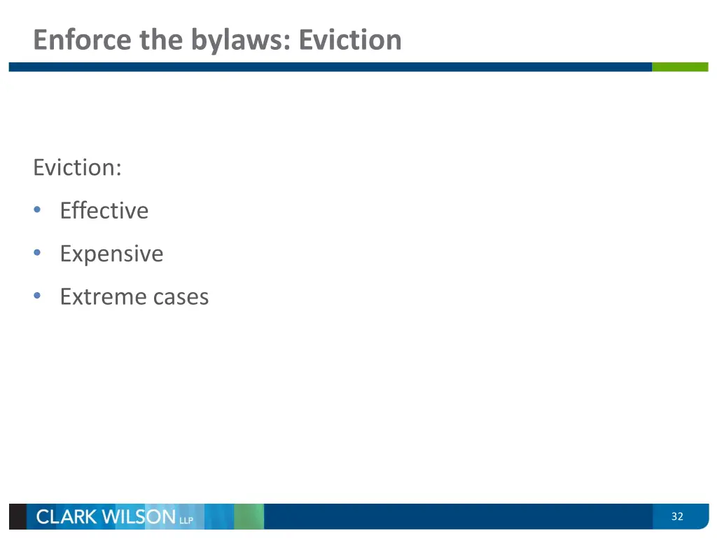 enforce the bylaws eviction