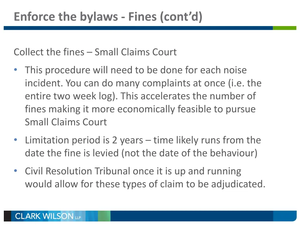 enforce the bylaws fines cont d 2