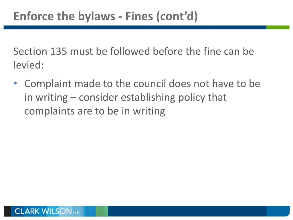 enforce the bylaws fines cont d