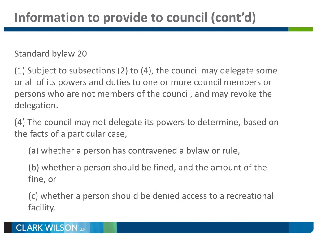 information to provide to council cont d 2