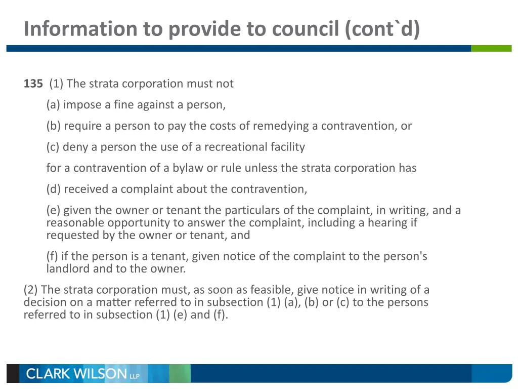 information to provide to council cont d 3