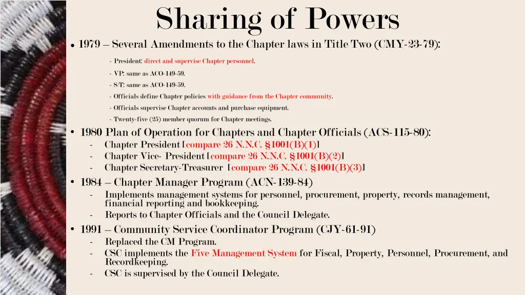 sharing of powers 1979 several amendments