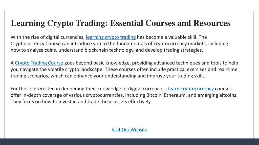 learning crypto trading essential courses