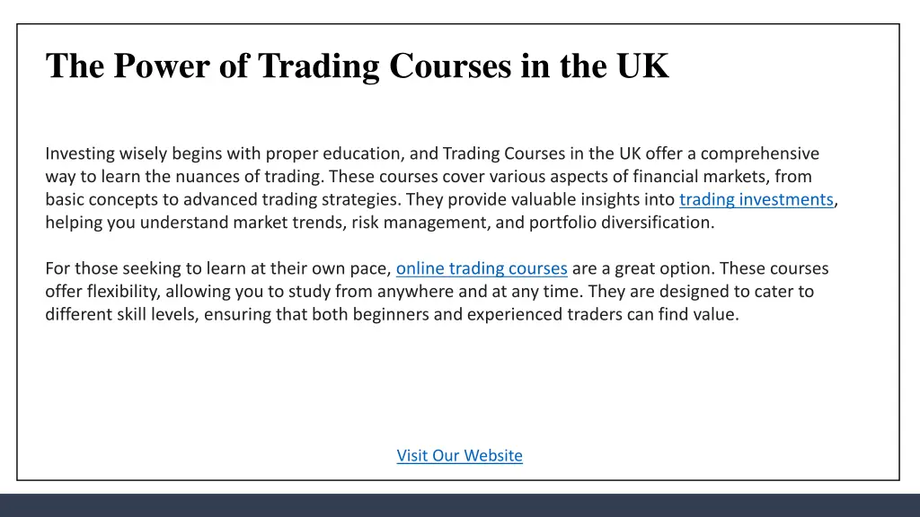 the power of trading courses in the uk