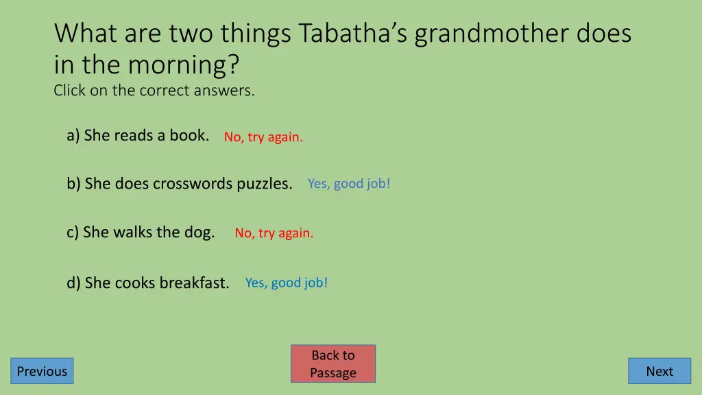 what are two things tabatha s grandmother does