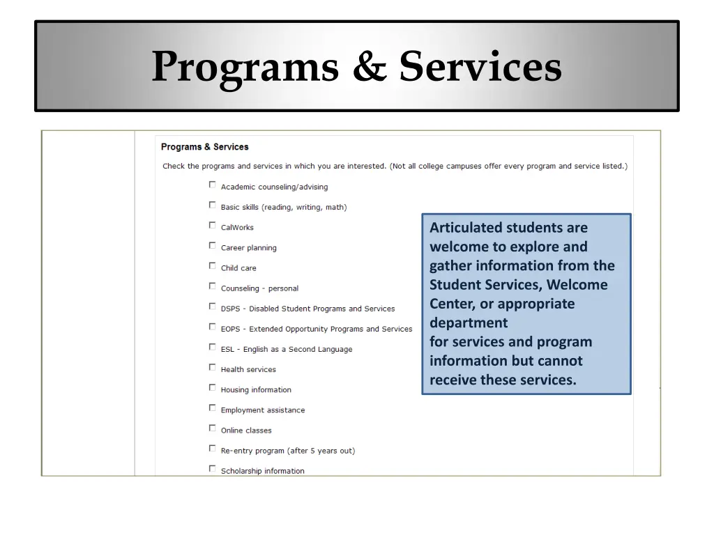 programs services