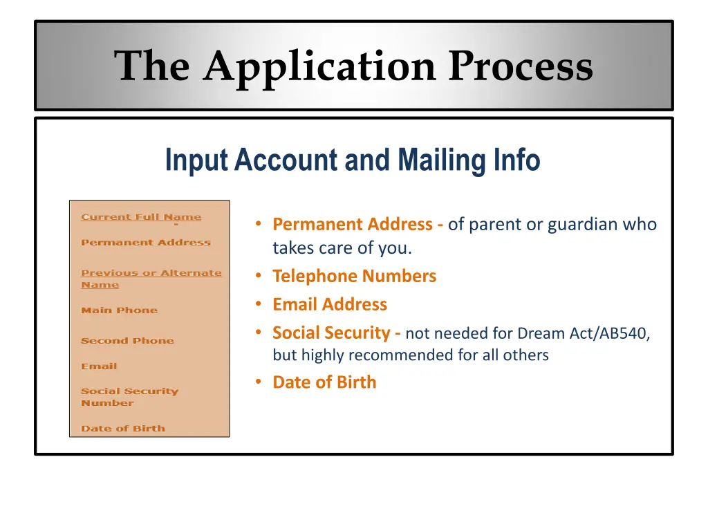 the application process 1