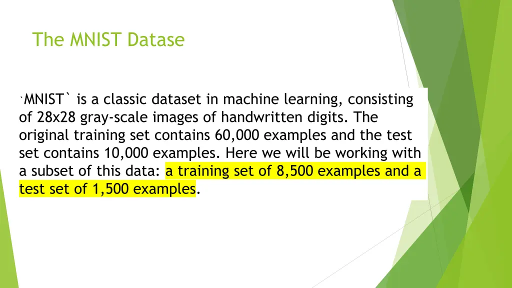 the mnist datase