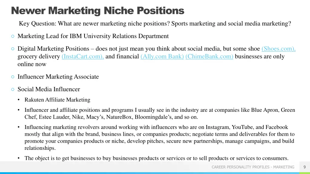 newer marketing niche positions key question what