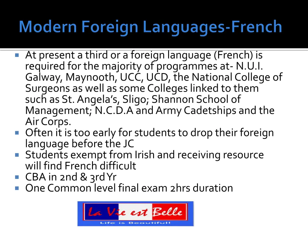 at present a third or a foreign language french